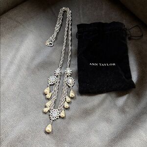 Ann Taylor Silver and Gold Teardrop Necklace